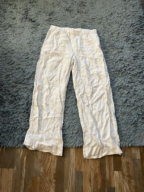 H&M White Linen Wide-Leg Pants